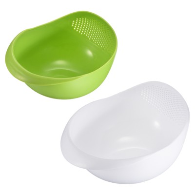 Unique Bargains PP Quick Drain Design Rice Strainer Bowl Colanders Set 2 Pcs