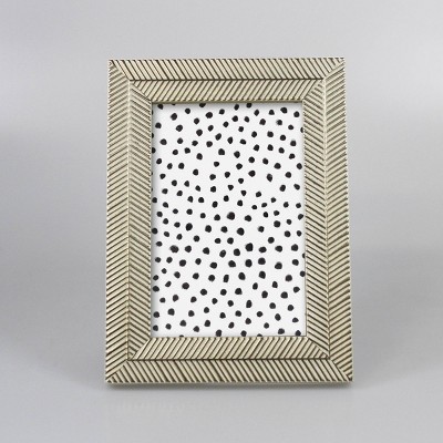 7.63"x5.63" Organic Herringbone Tabletop Frame Gold/White - Opalhouse™