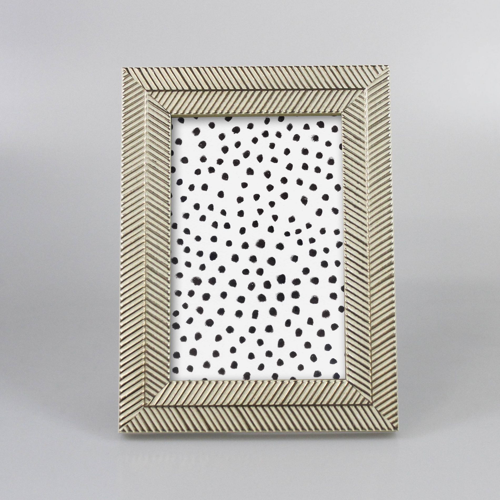 4" x 6" Herringbone Tabletop Frame Gold/White - Threshold™: Modern Style, Easel Back, Glass