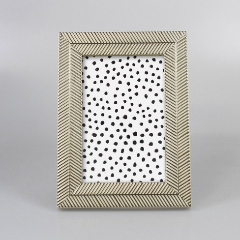 4" x 6" Organic Herringbone Tabletop Frame Gold/White - Opalhouse™ - image 1 of 4