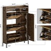 Acekool 3-Tier Shoe Cabinet with Natural Rattan Flip Drawers, Adjustable Shelves & Open Storage, Entryway Organizer in Multiple Finish - 2 of 4