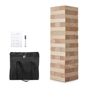 VEVOR Tumbling Timber Toy, 54 Blocks Large Tumble Tower Blocks Game,Pine Wood Tumbling Tower Game with Carry Bag and Scoreboard, Wooden Stacking Game - 1 of 4