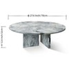 NicBex Natural Marble Small Coffee Table, Genuine Marble Round End Table, Stone Side Table for Living Room,17.7" Nightstand with Semi-Polished Surface - 4 of 4