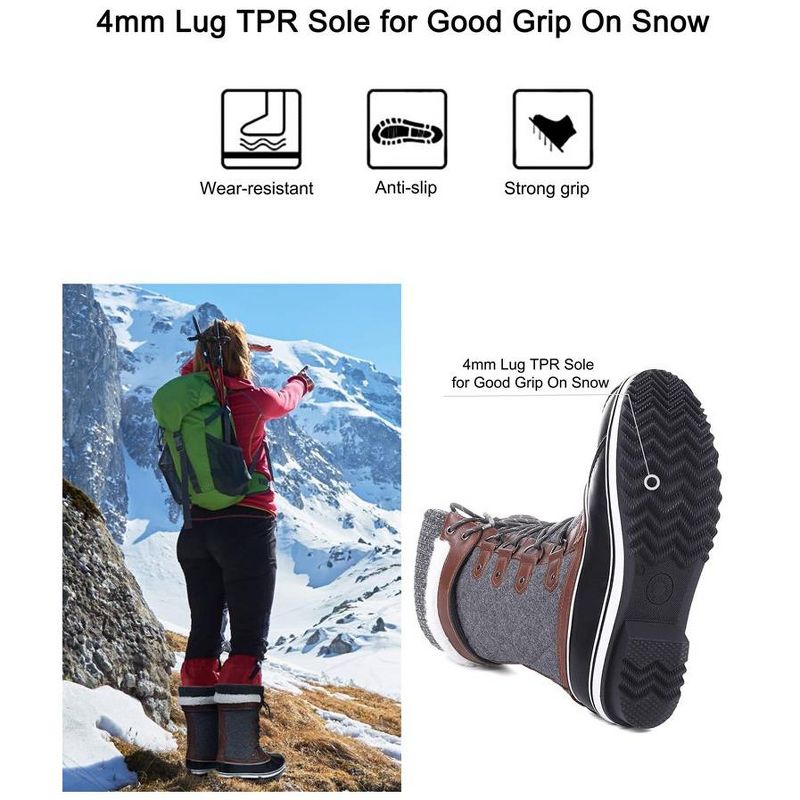 Women's Snow Boots, Women Waterproof Mid Calf, Anti-slip Outdoor Warm Duck Boot for Winter, 5 of 7