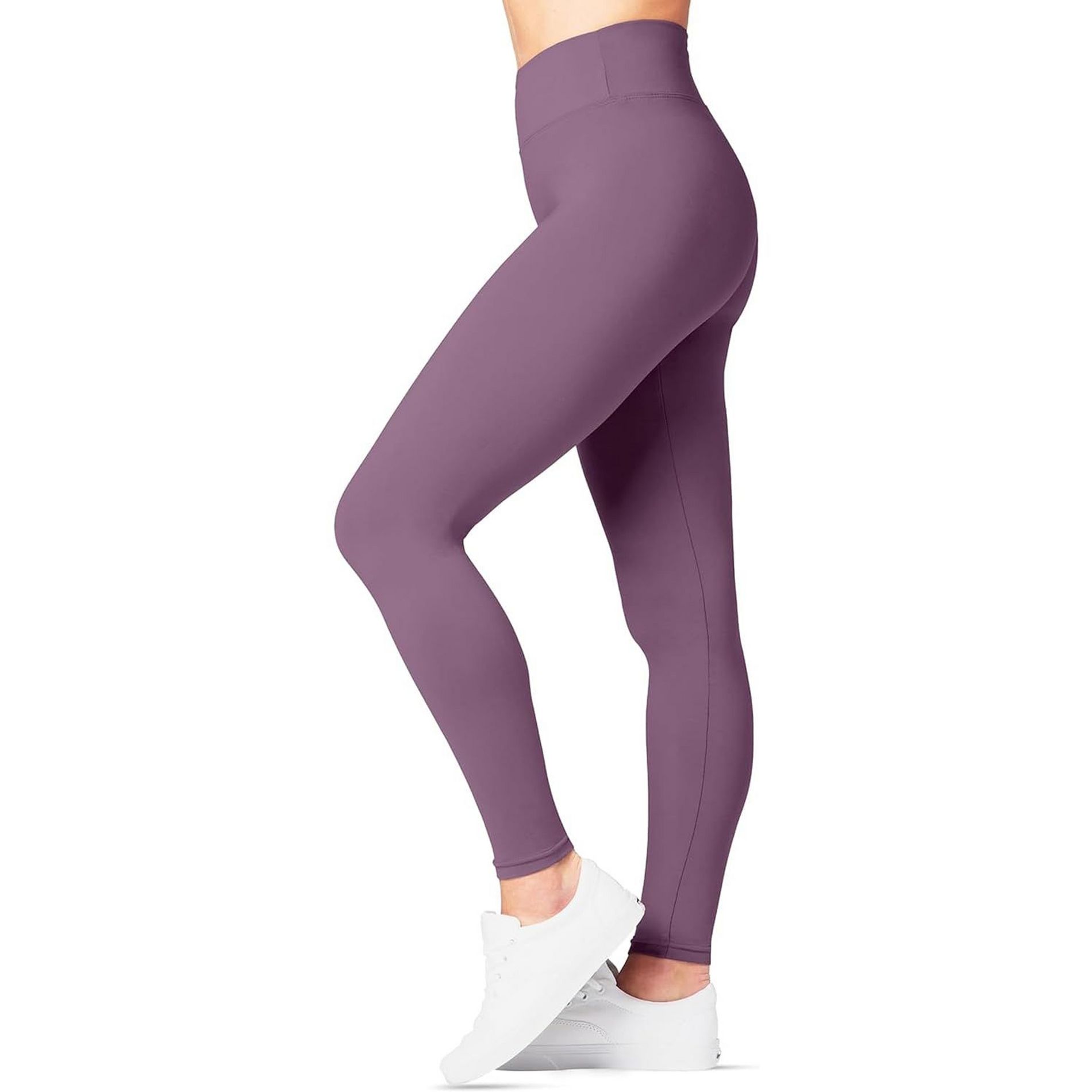 SATINA High Waisted Leggings for Women - Soft, Stretchy Leggings with Side Pockets - Lavender