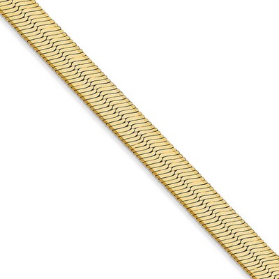 Black Bow Jewelry 5.5mm, 14k Yellow Gold, Solid Herringbone Chain Necklace
