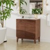 ROOMTEC 24 in. Bathroom Vanity with Ceramic Sink, Mid-Century Cabinet with 2 Soft-Close Doors, Freestanding, Wood Grain Laminate, Walnut - 3 of 4