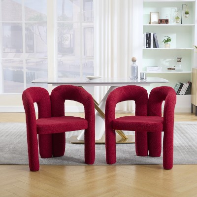 GDFStudio Andrew Modern Teddy Upholstered 3-Legs Dining Chair (Set of 2)