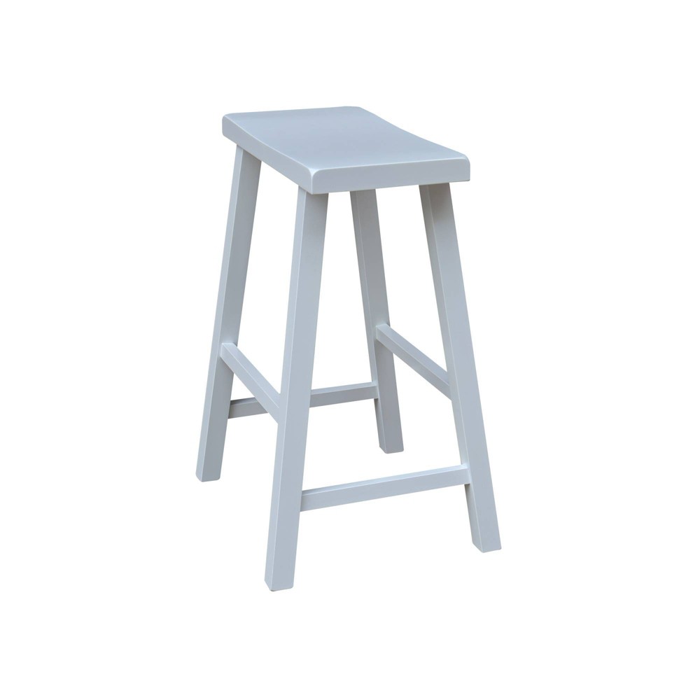 Photos - Chair Davis Saddle Seat Counter Height Barstool White - International Concepts: Solid Wood, Rubberwood Legs, No Assembly Required