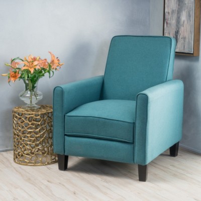 Coolbibila-Adjustable Fabric Push Back Recliner Chair,Elegant Upholstered Reading Chair,Accent Armchair With Footrest And Wooden Legs