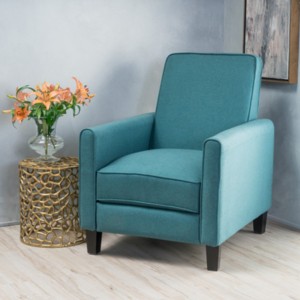 Coolbibila-Adjustable Fabric Push Back Recliner Chair,Elegant Upholstered Reading Chair,Accent Armchair With Footrest And Wooden Legs - 1 of 4