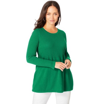 Jessica London Women's Plus Size Ribbed Baby Doll Tunic Sweater