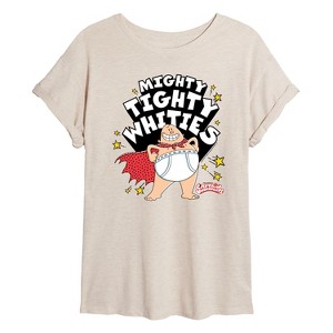 Women's - Captain Underpants - Mighty Tighty Whities Oversized Graphic T-Shirt - 1 of 4