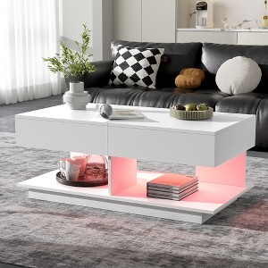 NicBex Modern Extendable Top Coffee Table with Hidden Storage & Open Shelves,Multi-Functional Tea Table Center Table for Living Room,Studio - 1 of 4