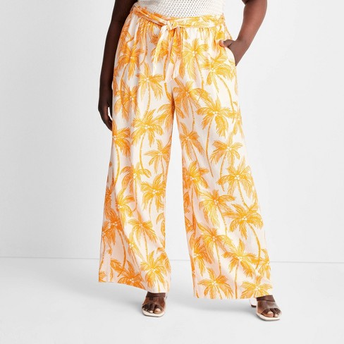 Women's Wide Leg Relaxed Palm Tree Pants - Future Collective™ with Alani  Noelle Orange 1X