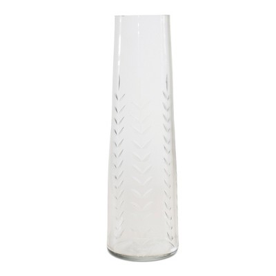 Melrose Etched Soda Lime Glass Vase 9"H