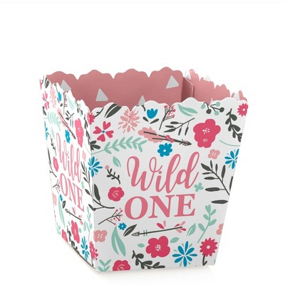 Big Dot of Happiness She's a Wild One - Party Mini Favor Boxes - Boho Floral 1st Birthday Party Treat Candy Boxes - Set of 12