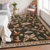 Washable Modern Farmhouse Area Rug with Butterflies Flowers Print, Botanical Low Pile Soft Large Carpet for Home Decor - 2 of 4