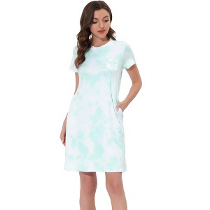 cheibear Women's Tank Crew Neck Soft Lounge Sleeping Pullover Pajama Dress Nightgown - 1 of 4
