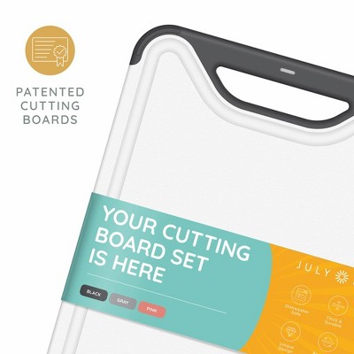 Black and Gray Plastic Cutting Board Set with Juice Grooves