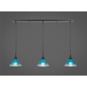 Toltec Lighting Any 3 - Light Chandelier in  Dark Granite with 7" Teal Crystal Shade - 1 of 1