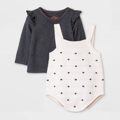 Image of Baby Girls' Sweater Top & Bottom Set - Cat & Jack™ Charcoal Gray 6-9M