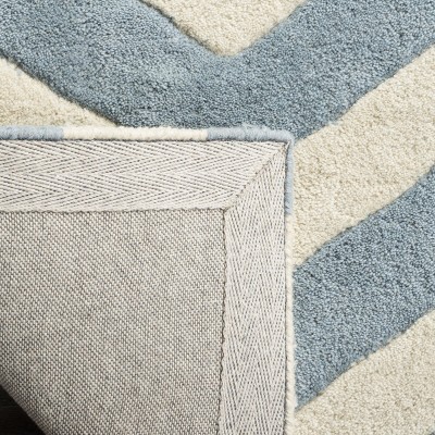 Chatham Off-White and Blue Hand-Tufted Wool Square Rug