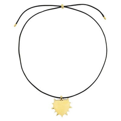 Slate by Rebl Spike Heart Pendant Necklace  18K Gold Plated Stainless Steel