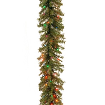 National Tree Company Pre-Lit Artificial Christmas Garland, Green, Evergreen, Multicolor Lights, Plug In, Christmas Collection, 9 Feet