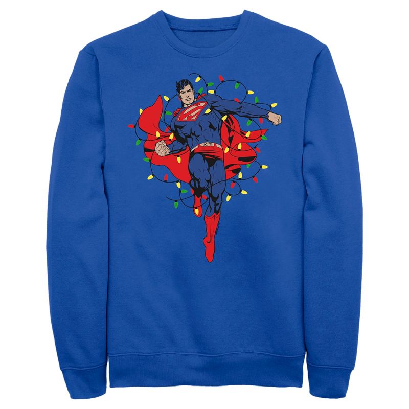 Men's Superman Christmas Lights Sweatshirt, 1 of 5