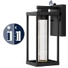 JONATHAN Y 4.75" 1-Light Juno Industrial Iron/Glass Seeded Glass with Dusk-to-Dawn Sensor Outdoor Sconce Black: LED Exterior, Crystal Shade - 4 of 4