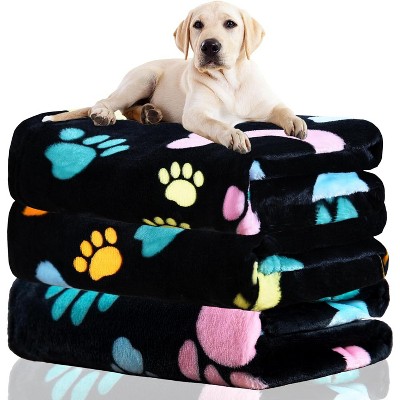 LOVEVOOK Pet Blanket 1 Pack 3 Dog Blanket, Soft Fluffy Washable Pet Cat Blankets, Reversible Elephant Paw Print for Dog Kennels Beds, Sofas