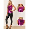 INSPIRE CHIC Women's U-Neck Stretchy Slim Fit Shiny Sparkly Metallic Tank Top - 2 of 4