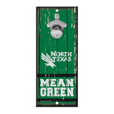 NCAA North Texas Mean Green 11"x5" Bottle Opener Wood Sign