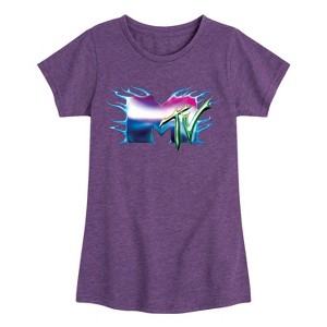 Girls' - MTV - Logo Liquid Metal Fitted Short Sleeve Graphic T-Shirt - 1 of 4