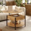 WOWLIVE 36"W Lift Top Coffee Table with Storage, Round Wood Cocktail Table for Living Room, CT003 - 4 of 4
