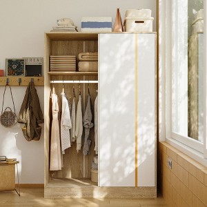 FUFU&GAGA Contemporary Sliding - door Closet: Aesthetic & Functional Storage Solution for Your Bedroom Modern Wardrobe with Adjustable Interior - 1 of 4