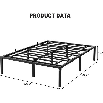Full/Queen/King Metal Bed Frame – 6"/8"/10"/12"/14"/16" Platform, Heavy Duty Steel Slat Support, No Box Spring Needed, Easy Assembly, Black