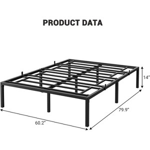 Full/Queen/King Metal Bed Frame – 6"/8"/10"/12"/14"/16" Platform, Heavy Duty Steel Slat Support, No Box Spring Needed, Easy Assembly, Black - 1 of 4