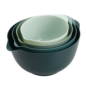 Itopfox Green Ombre Nesting Plastic Mixing Bowl Set With Pour Spout Microwave and Dishwasher Safe BPA Free Non-Slip Base Set of 4, Great for Prepping - 1 of 4