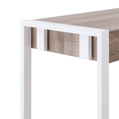 Mocha Gray & Fresh White Industrial Console Table with Storage