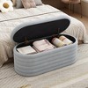 Lyngins Oval Storage Ottoman Bench, Upholstered Fabric End of Bed Stool with Safety Hinge for Bedroom, Entryway Bench, Ottoman with Storage - 3 of 4