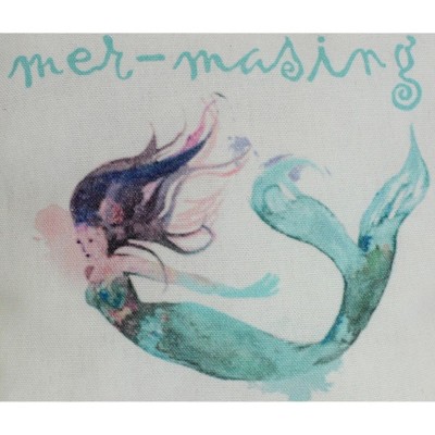 10" x 10" Cotton Mermaid Print Accent Throw Pillow