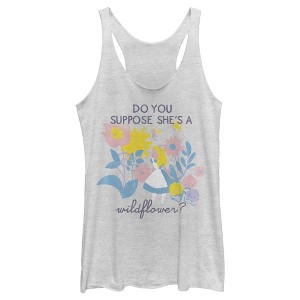 Women's Alice in Wonderland Do You Suppose She's a Wildflower? Racerback Tank Top - 1 of 4
