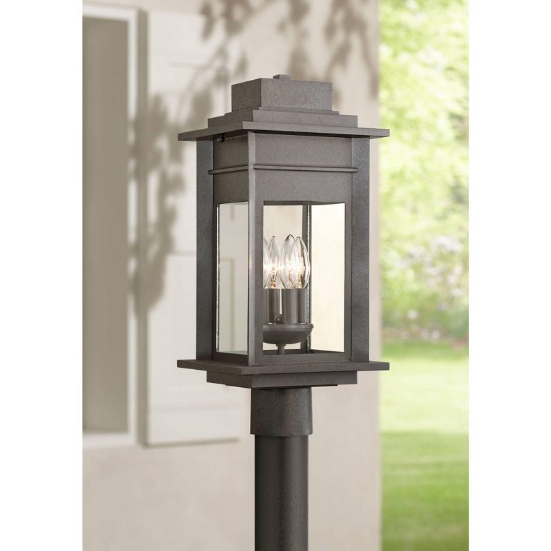 Franklin Iron Works Rustic Outdoor Post Light Fixture LED Black Specked Gray 31 1/2" Clear Glass for Exterior Garden Yard Driveway, 2 of 4