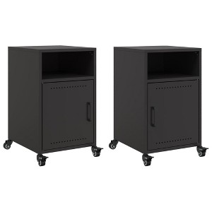 vidaXL Bedside Cabinet Cold-rolled Steel, Rectangular, Matte Black, 14.2 x 15.4 x 23.2 in - 1 of 4