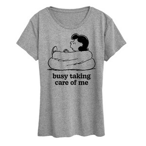 Women's - Peanuts - Busy Taking Care Of Me Short Sleeve Graphic T-Shirt - 1 of 4