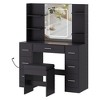 Makeup Vanity with Mirror and Chair, Power Outlet, Hairdryer Holder, 7 Drawers, 3 Lighting Modes Brightness Adjustable Dressing Table for Bedroom - 2 of 4