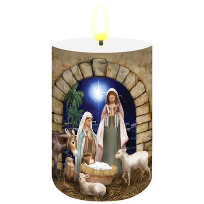 Briarwood Lane Christmas Flameless Candle 6x3 Away in a Manger Flameless Candle with Timer for Christmas