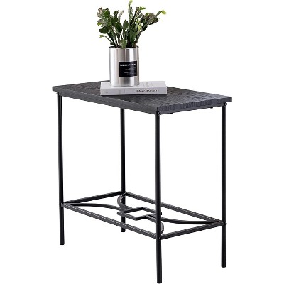 Kings Brand Black Metal and Wood Rectangular Side Table